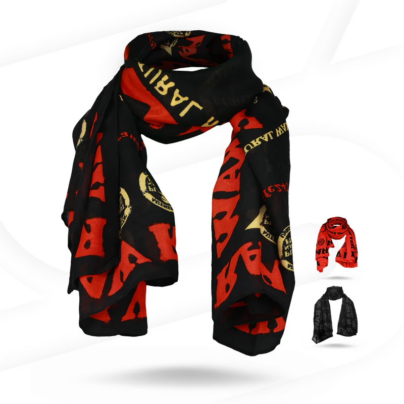 RAW Red on Black Fashion Scarf