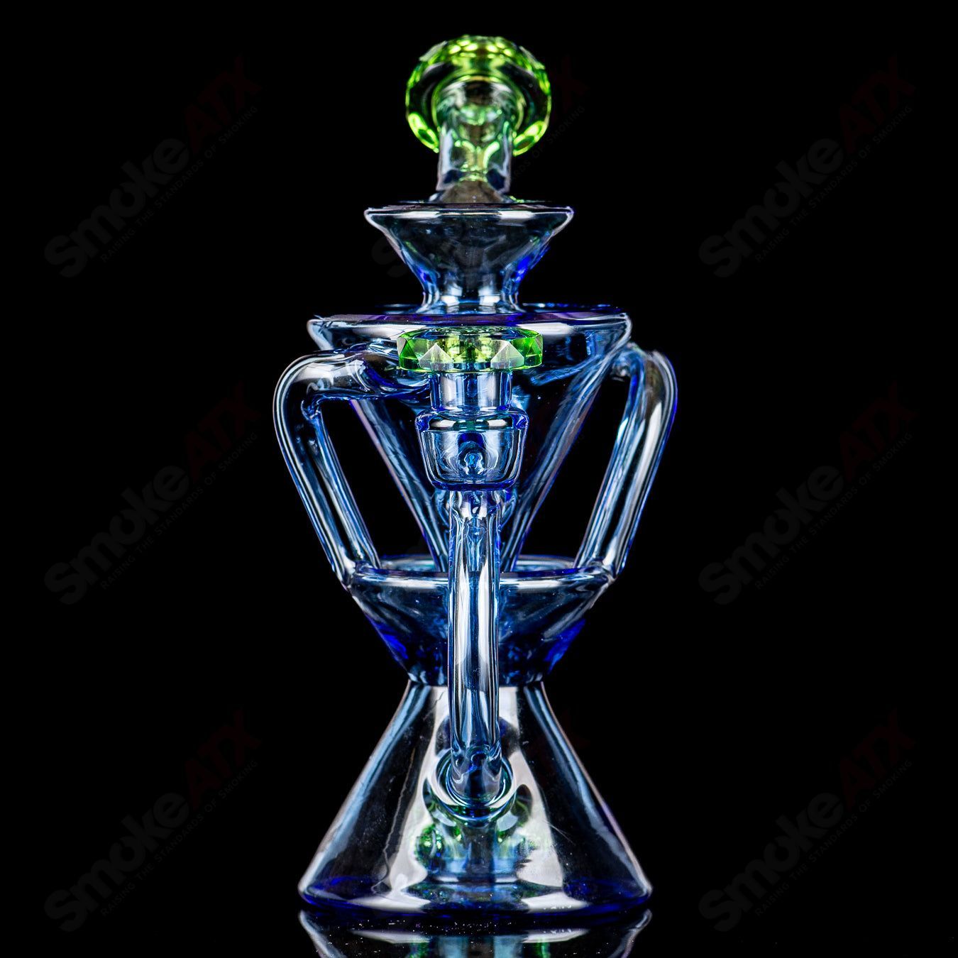#4 Faceted Two & Through Full-Size Recycler w/ Opal by Captn Chronic - Smoke ATX