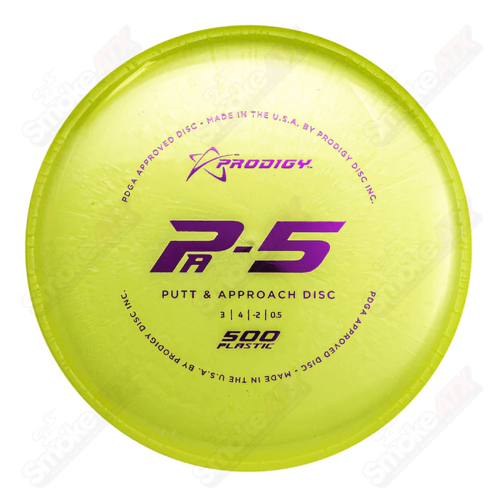 170-176g Yellow PA-5 Putt & Approach Disc - 500 Plastic Prodigy Disc - Smoke ATX 