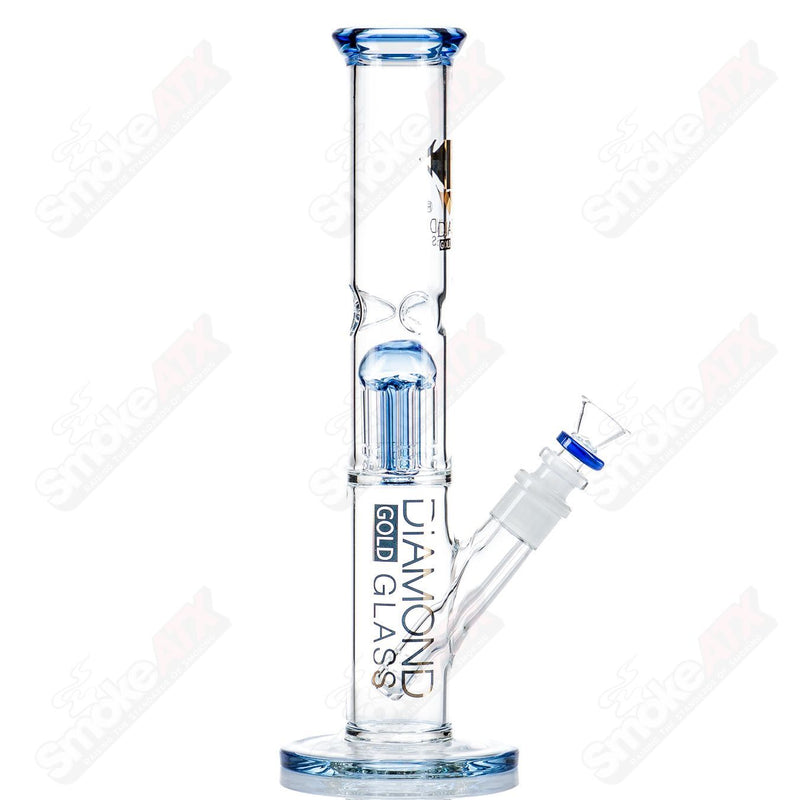 12" 6-Arm Straight Tube (Blue Violet) Diamond Glass - Smoke ATX 