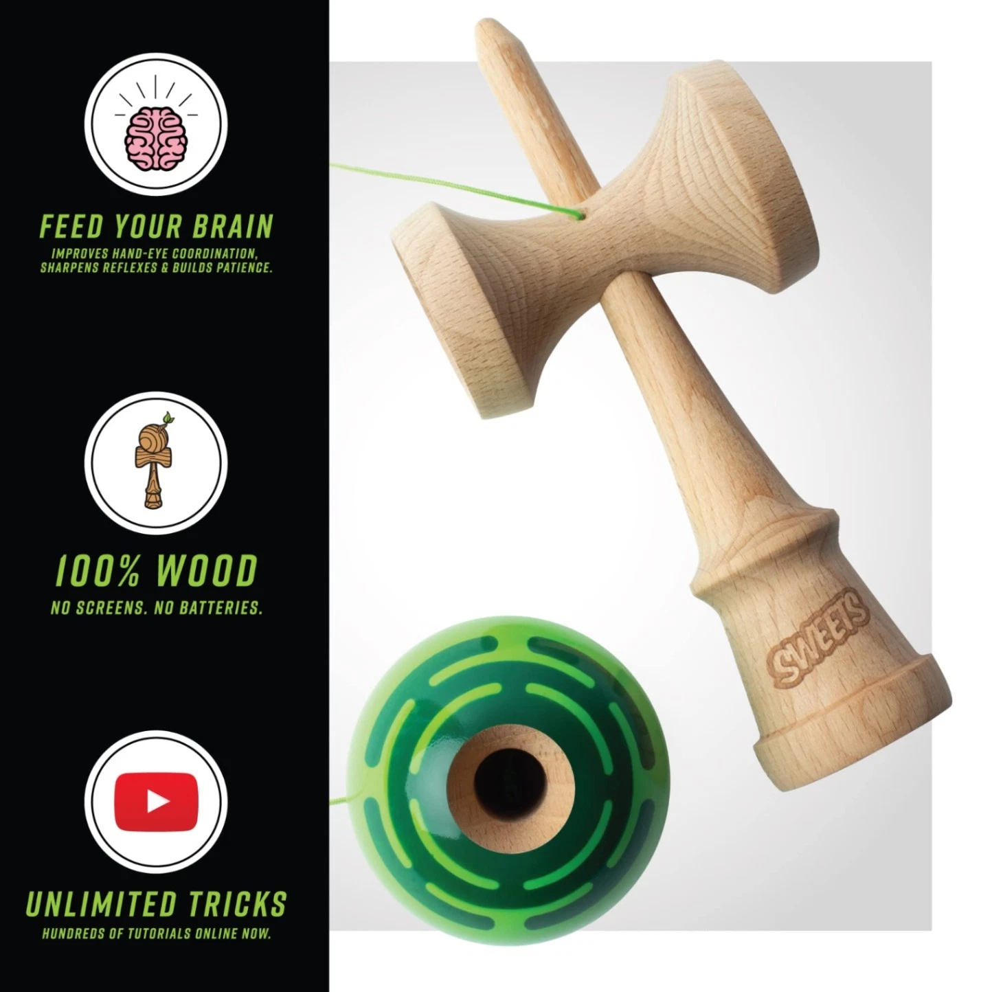 Prime Radar Sweets Kendama / Green - Smoke ATX 