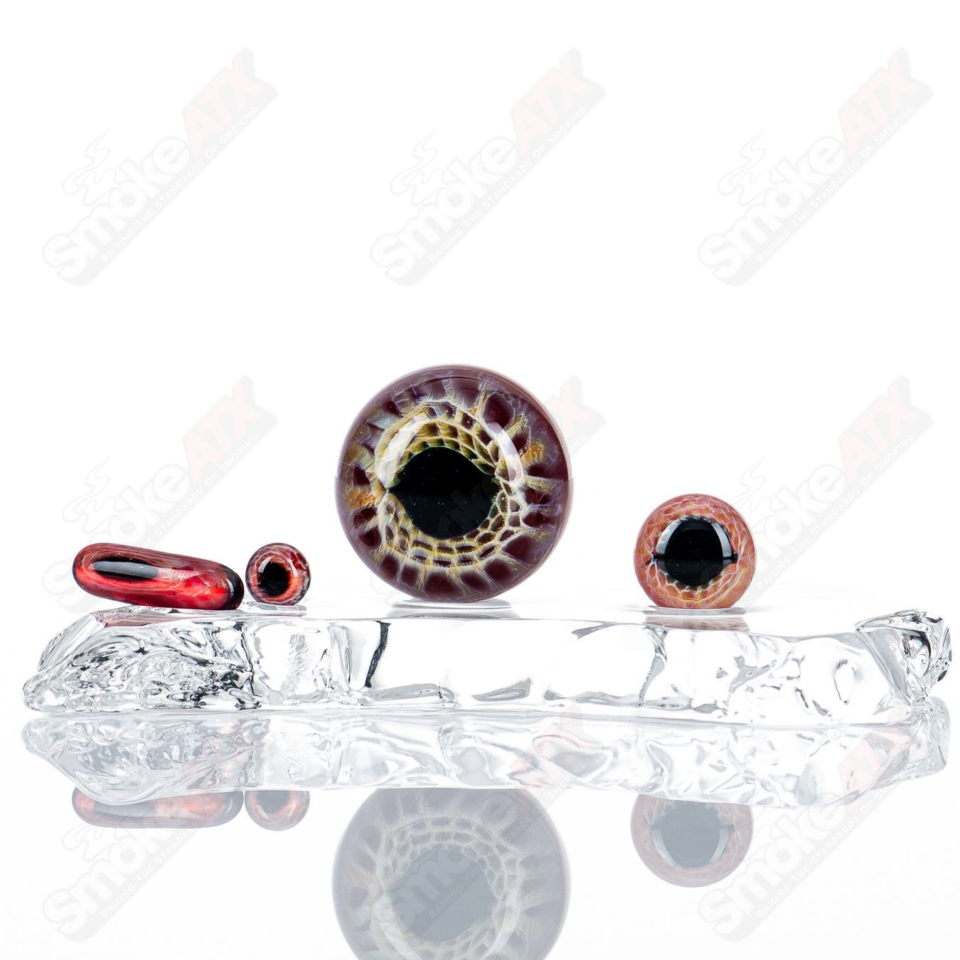 Pomegranite Eye Slurper Set Indo Glass - Smoke ATX