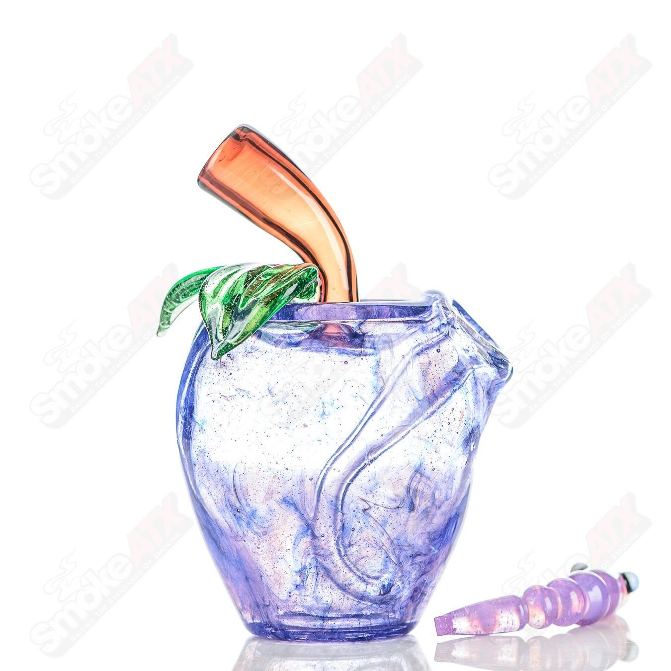 Purple Apple Rig w/ Worm Dabber Pouch Glass - Smoke ATX