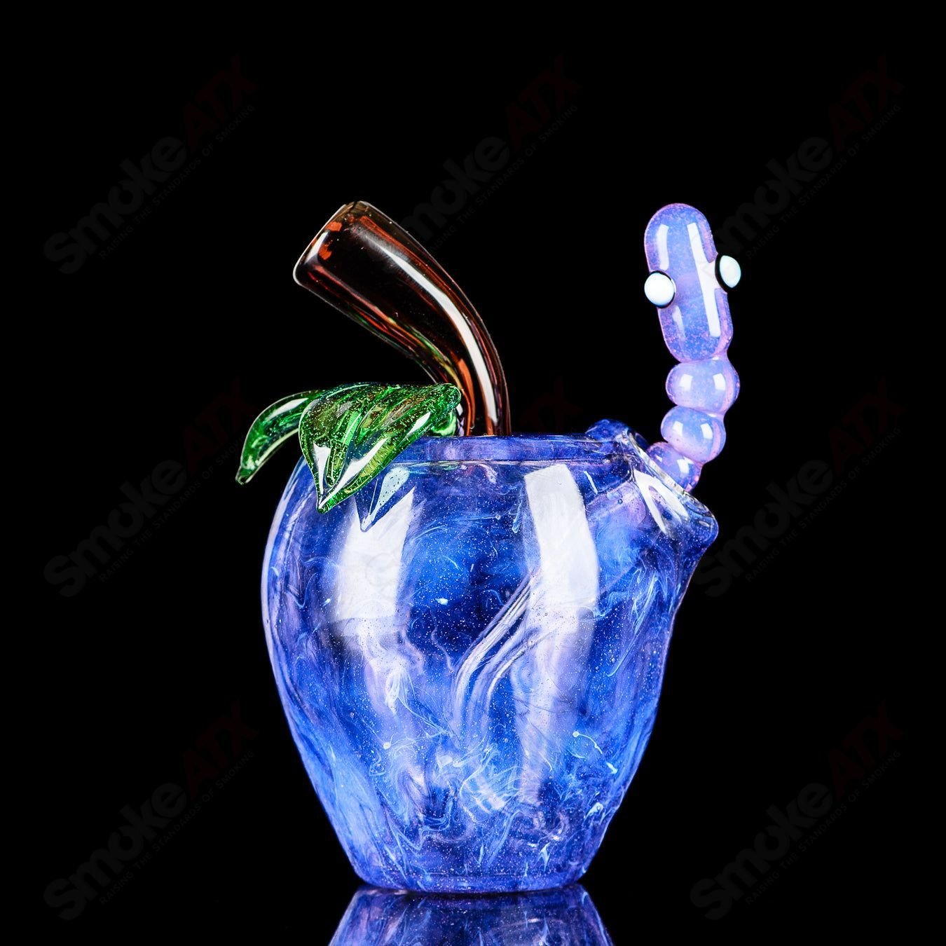 Purple Apple Rig w/ Worm Dabber Pouch Glass - Smoke ATX