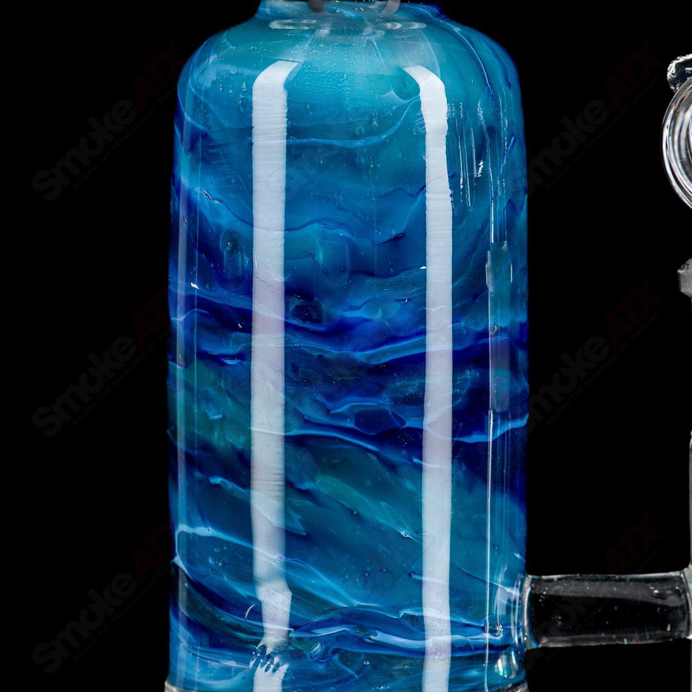 13" Blue/Light Blue Fade Apolocoline Straight Tube w/14m Bowl by Dirty Rico Glass x Nobody Glass - Smoke ATX 