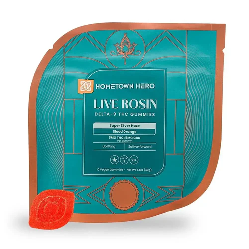 5mg Blood Orange Live Rosin D9+CBD Gummies (5mg/5mg) Hometown Hero - Smoke ATX 
