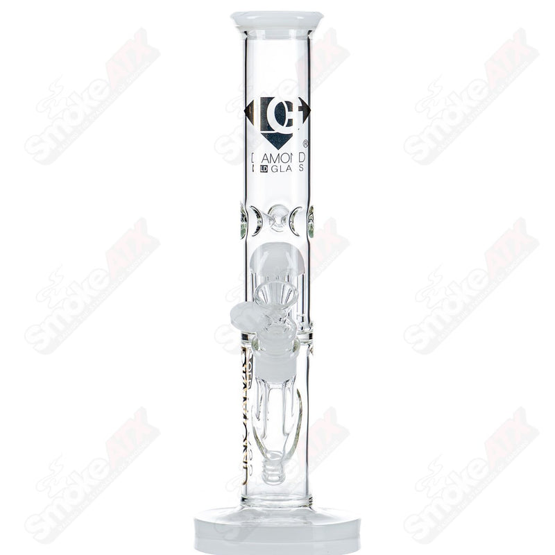 12" 6-Arm Straight Tube (White) Diamond Glass - Smoke ATX 