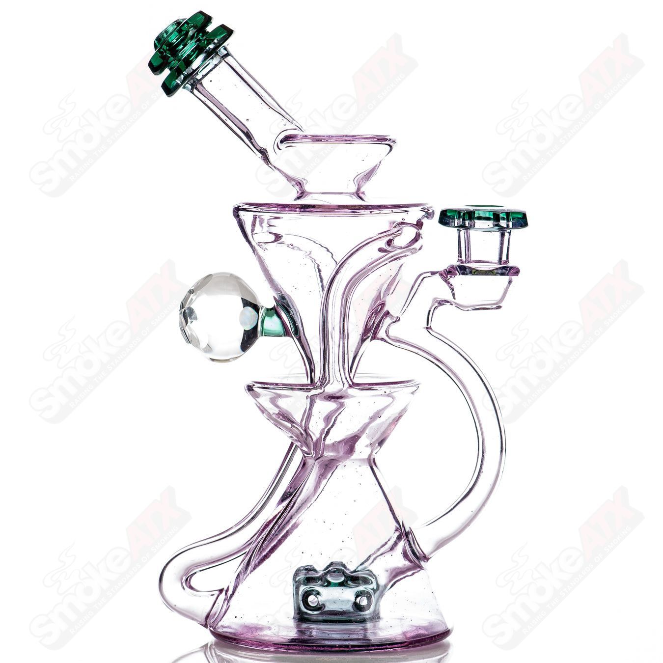 #3 Faceted Two & Through Full-Size Recycler w/ Opal by Captn Chronic - Smoke ATX
