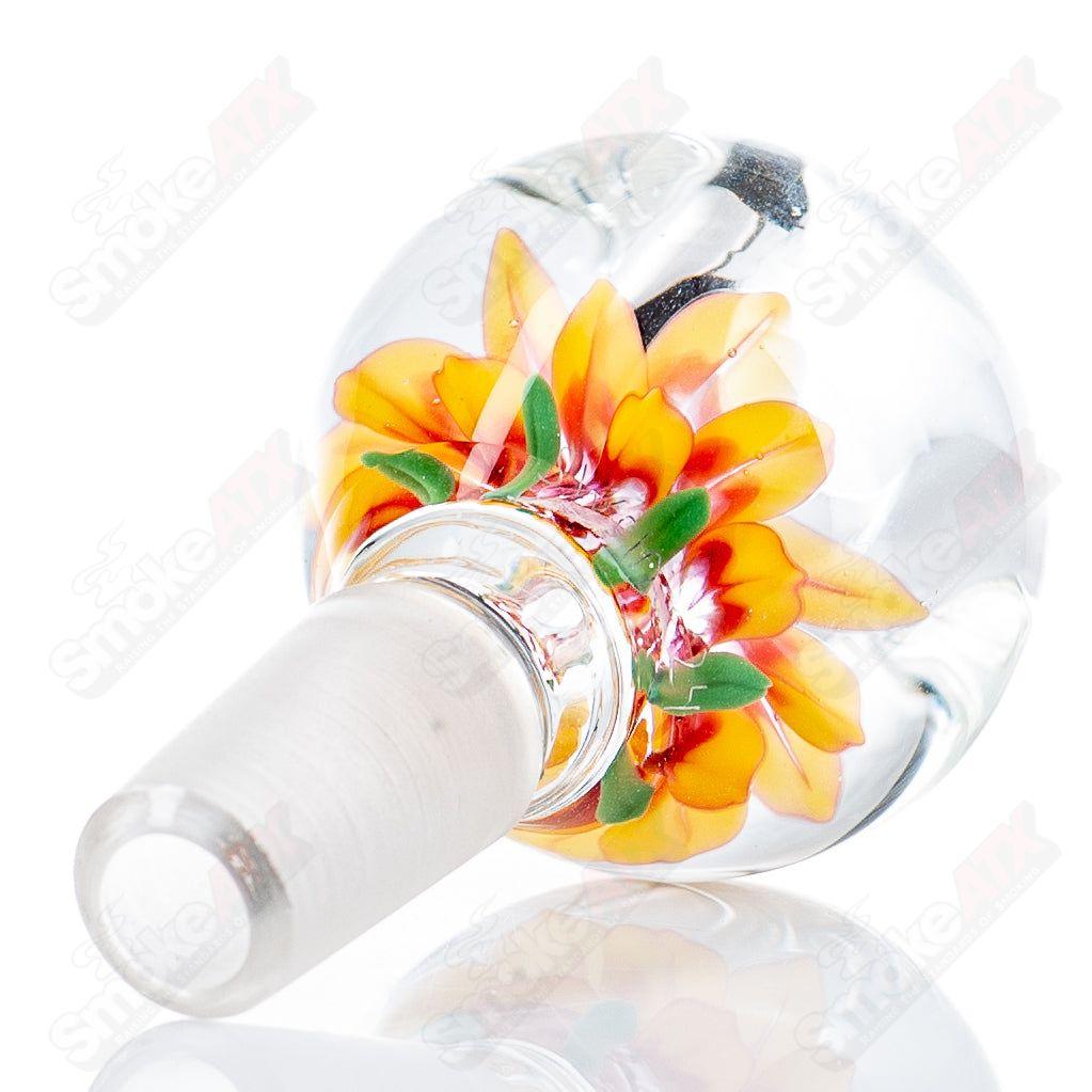 #4 14mm Flower Marble Bowl by Swan Glass - Smoke ATX