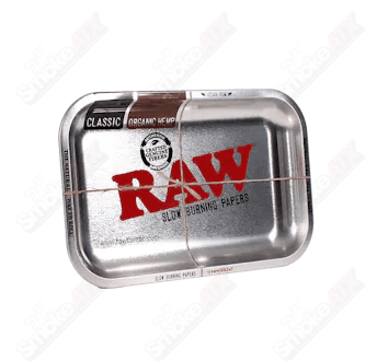 RAW Small Metal Rolling Tray Silver - Smoke ATX