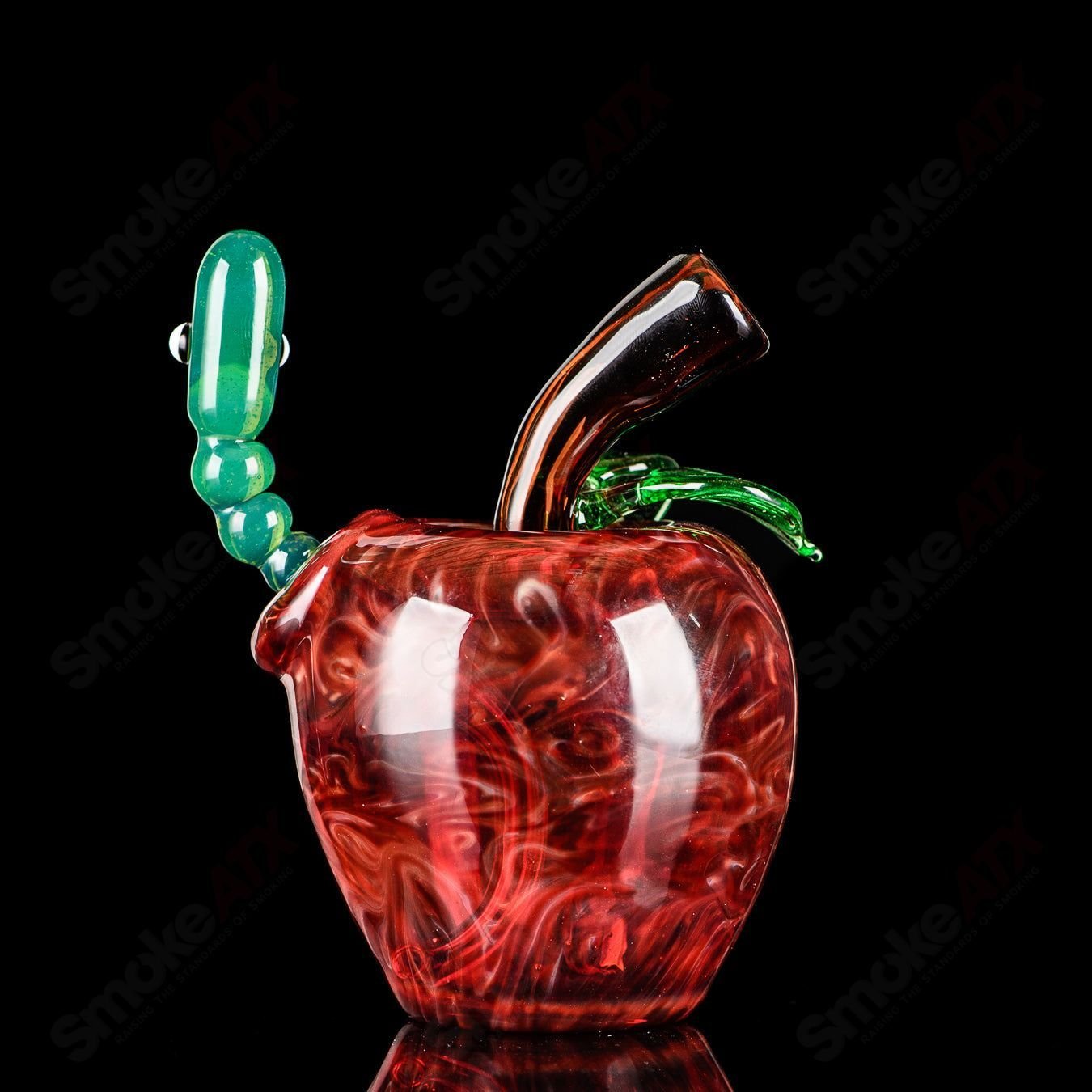 Red Apple Rig w/ Worm Dabber Pouch Glass - Smoke ATX