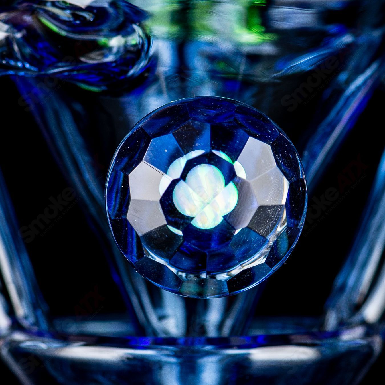 #4 Faceted Two & Through Full-Size Recycler w/ Opal by Captn Chronic - Smoke ATX