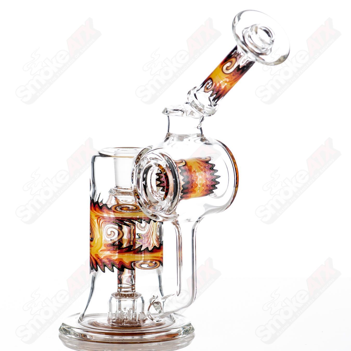 Fire Wig Wag  Dumper Recycler w Matching Spinner Cap by The Glass Carpenter - Smoke ATX