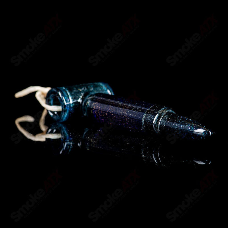 Bullet Pendant in Teal/Cobalt (Signed RMG 2015) by Robert Mickelsen Glass (RAM) - Smoke ATX