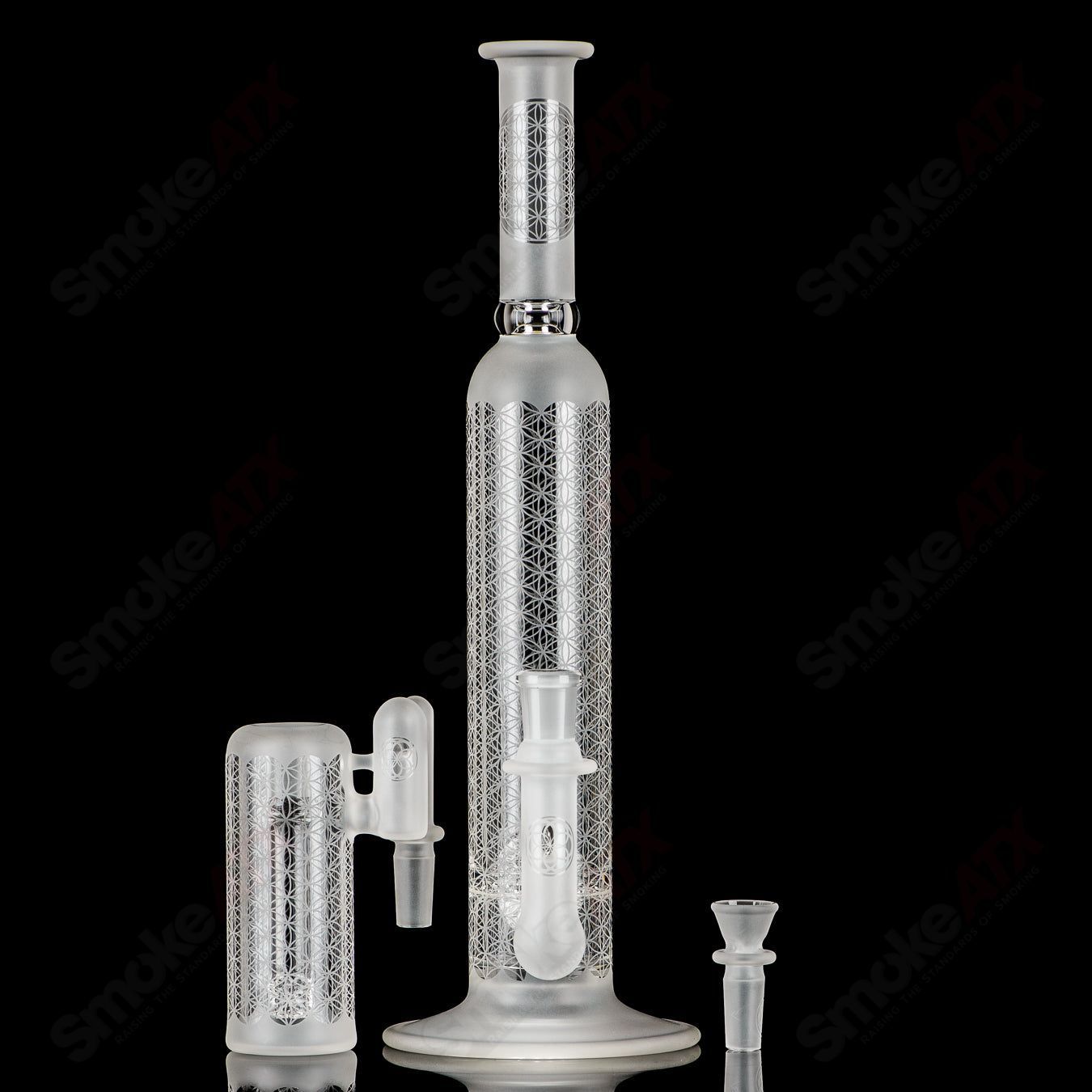 Sacred - G SoL50 Lace - Sphere SET (Matching Ash Catcher & Revelry Scout 17" Hard Case) SoL Glassworks - Smoke ATX