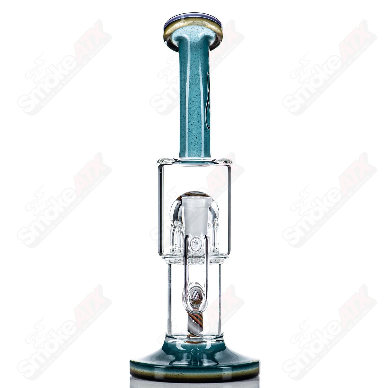 #1 10mm Double Macro w/ Full Color Foot+Mouthpiece by Toro Glass - Smoke ATX