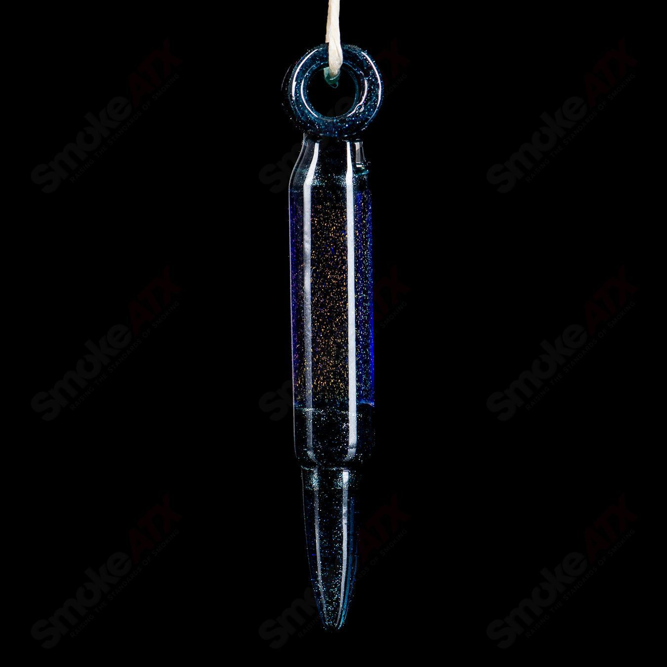 Bullet Pendant in Teal/Cobalt (Signed RMG 2015) by Robert Mickelsen Glass (RAM) - Smoke ATX