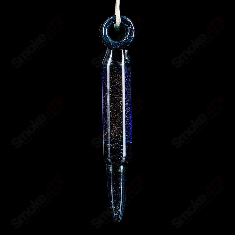 Bullet Pendant in Teal/Cobalt (Signed RMG 2015) by Robert Mickelsen Glass (RAM) - Smoke ATX