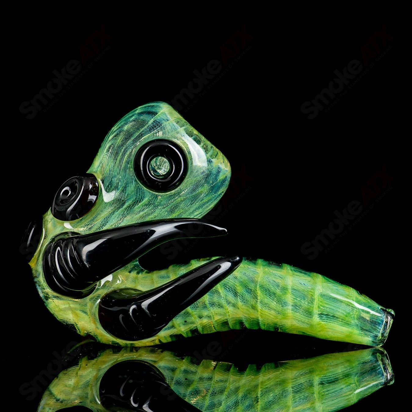 Slime & Greasy Glass Experimental Green Coil Sherlock by JMK Glass - Smoke ATX