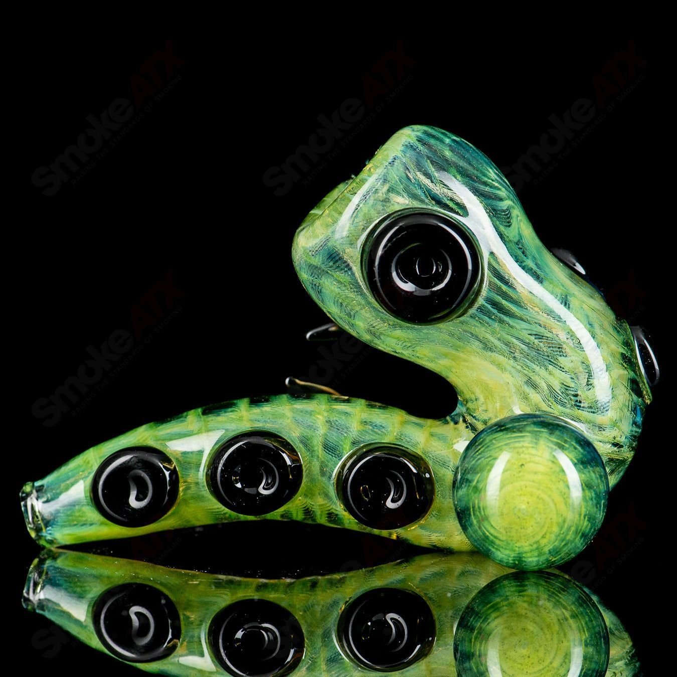 Slime & Greasy Glass Experimental Green Coil Sherlock by JMK Glass - Smoke ATX