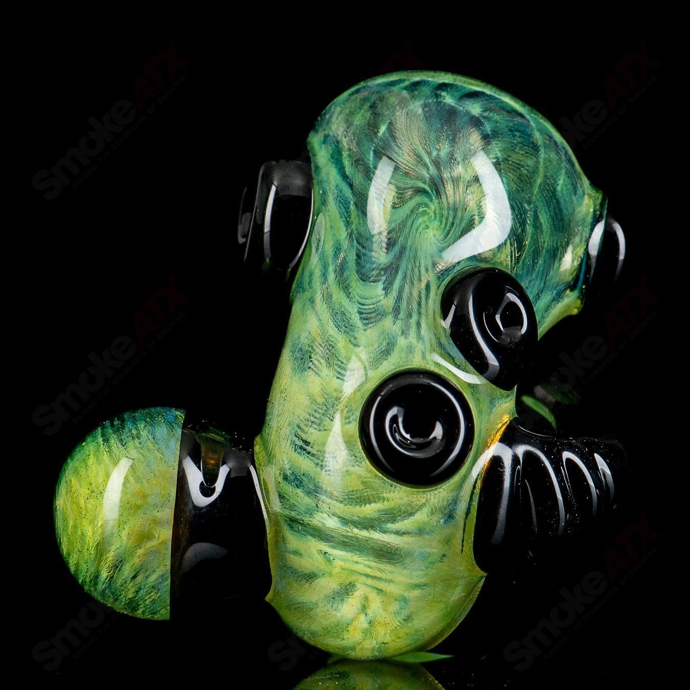 Slime & Greasy Glass Experimental Green Coil Sherlock by JMK Glass - Smoke ATX