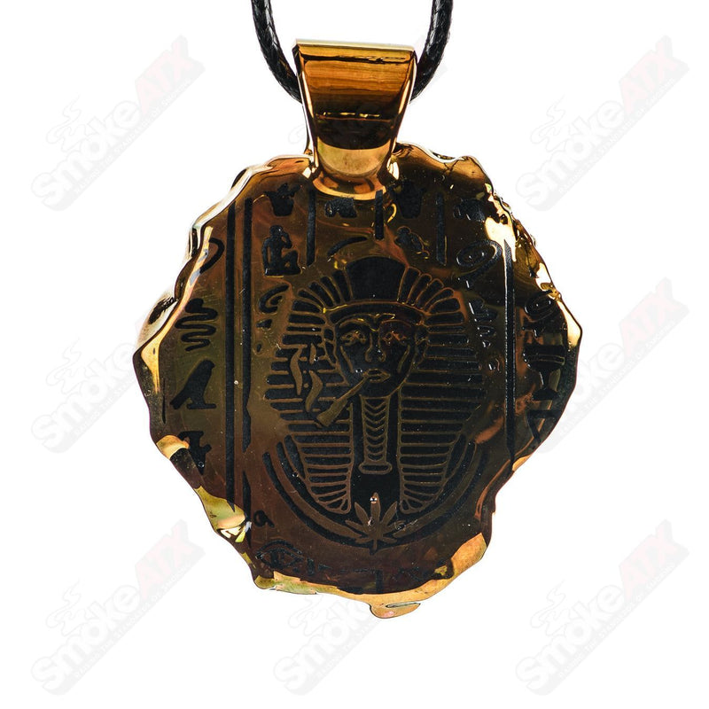 Golden Treasure Pendant (King Tut) Green T Glass