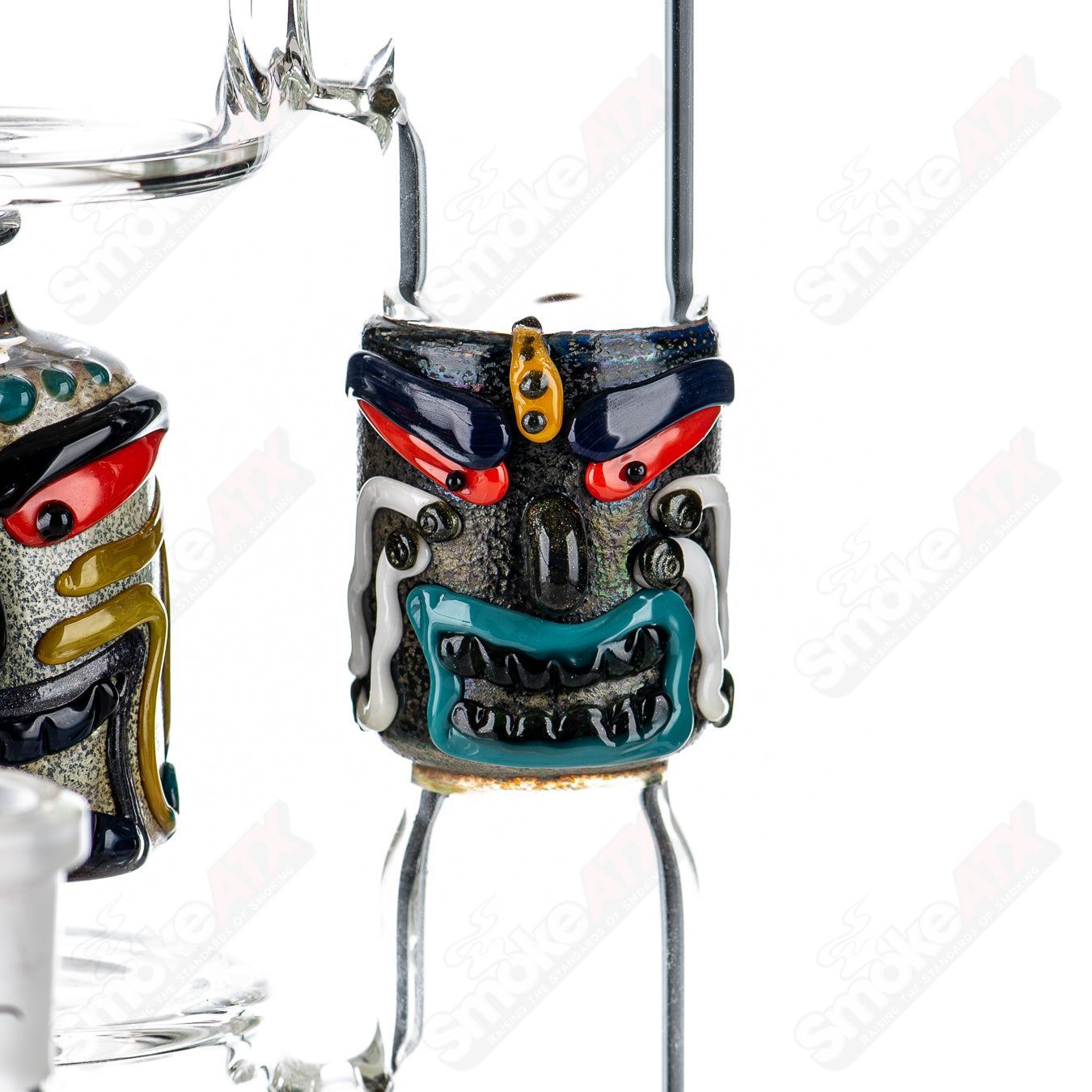 Spinning Tiki Head Scientific Tube by Carsten Carlile & Dirty Rico Glass - Smoke ATX