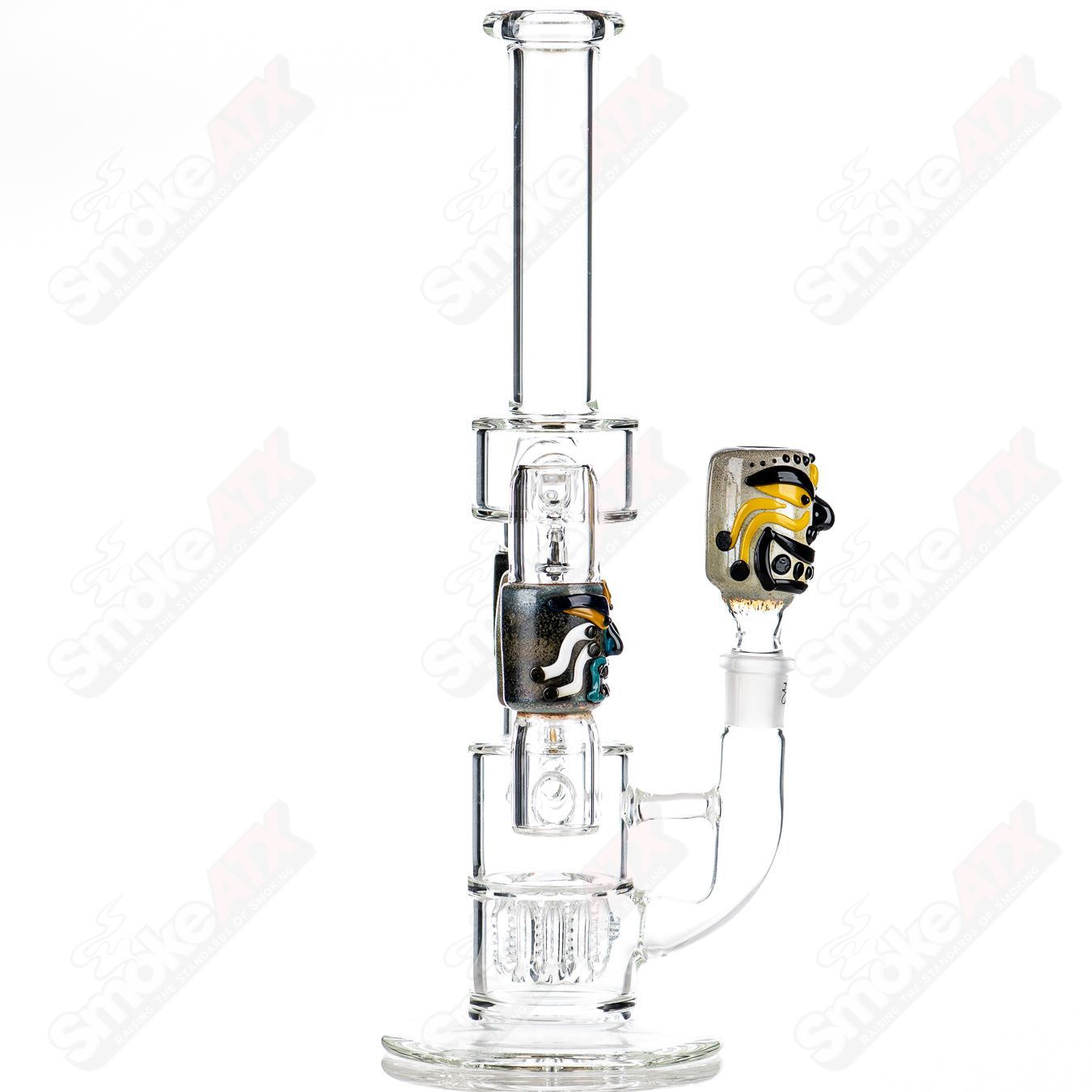 Spinning Tiki Head Scientific Tube by Carsten Carlile & Dirty Rico Glass - Smoke ATX
