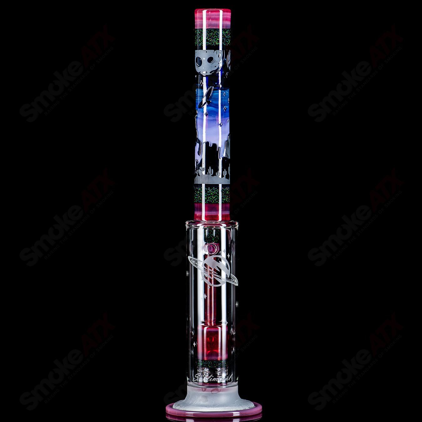 #2 Straight Tube w/ Gridded Percs by Subliminal Glass - Smoke ATX 