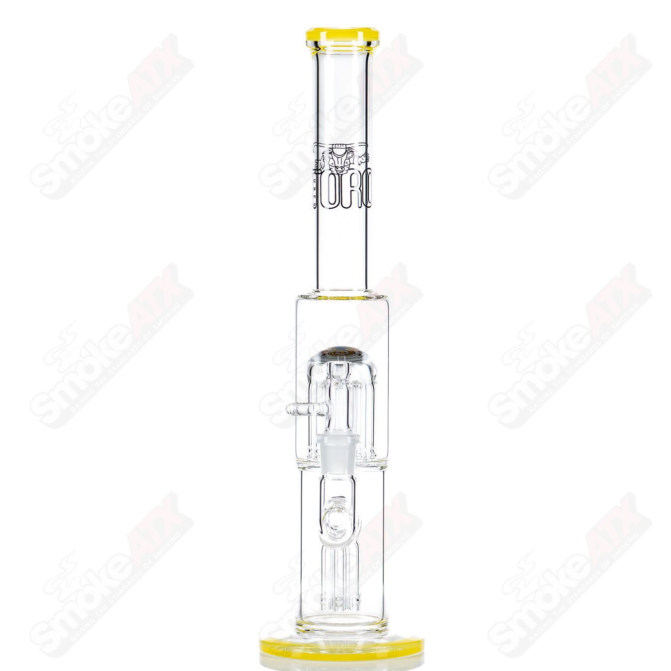 #3 18mm 7/13 Arm Perc w Worked Sections Toro Glass - Smoke ATX