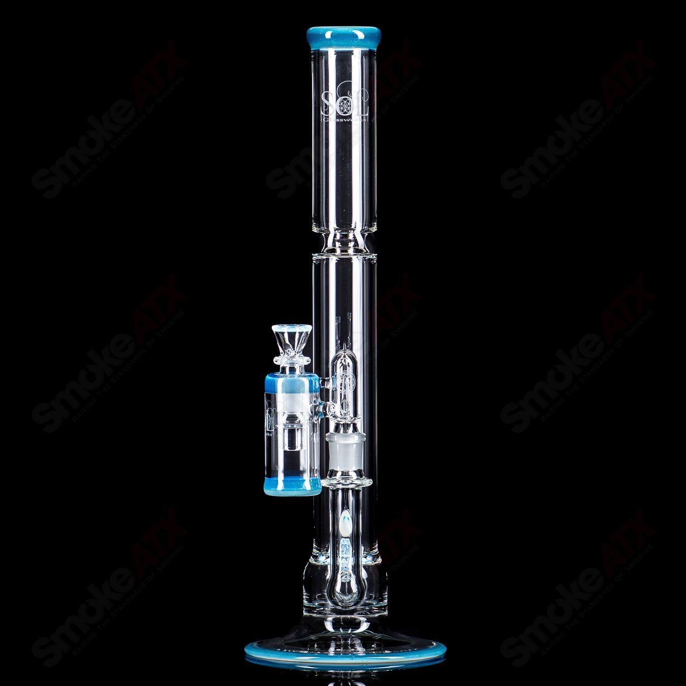 SOL-45 Lace Sphere + DC Set (Blue Stardust Over Ghost) SoL Glassworks - Smoke ATX