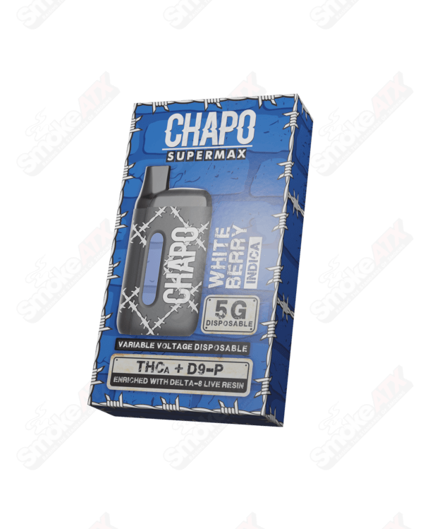5000mg White Berry Indica Disposable THCA / D9-P / D8 Supermax Chapo Extrax - Smoke ATX 