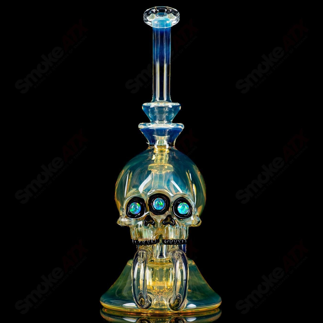 Three Eyed Double Skull Return Drain Rig by AKM - Smoke ATX