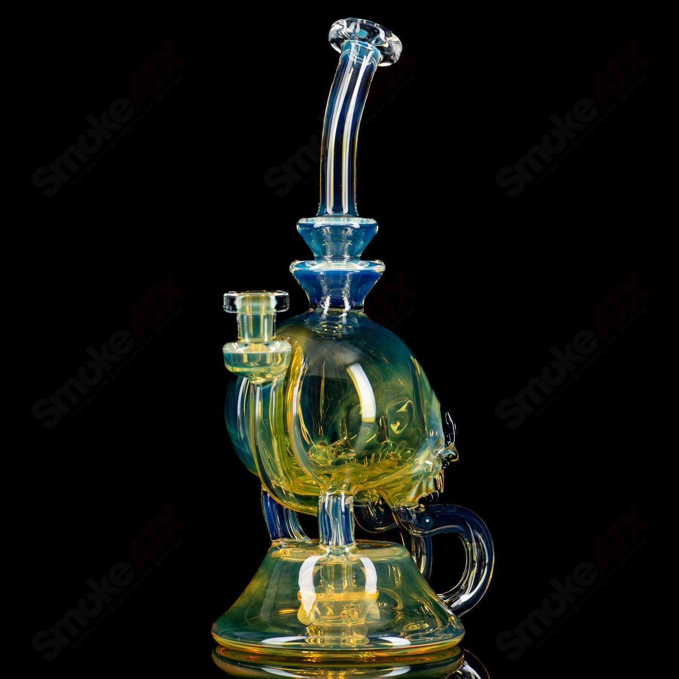 Three Eyed Double Skull Return Drain Rig by AKM - Smoke ATX