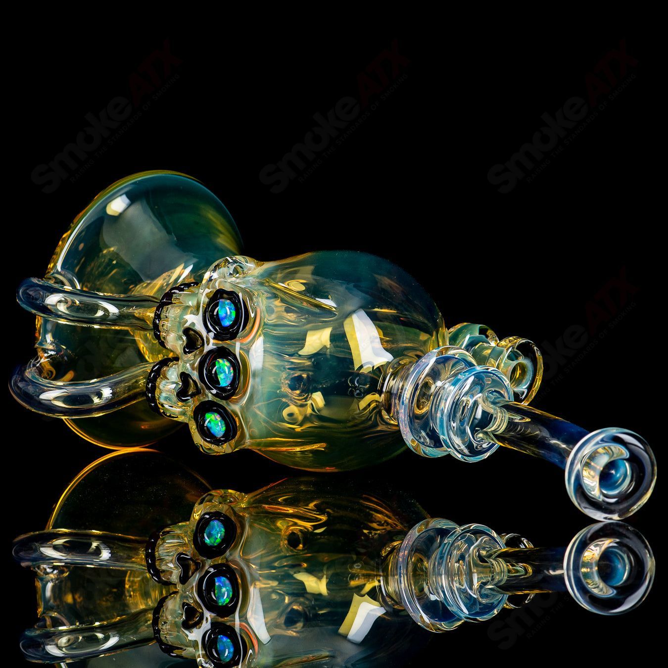 Three Eyed Double Skull Return Drain Rig by AKM - Smoke ATX