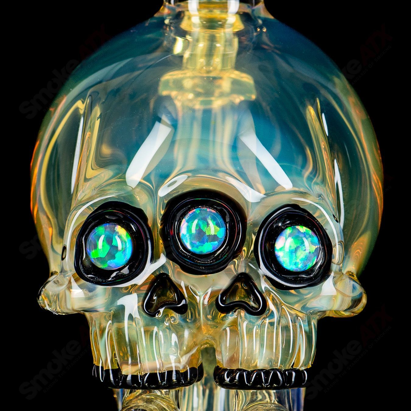 Three Eyed Double Skull Return Drain Rig by AKM - Smoke ATX
