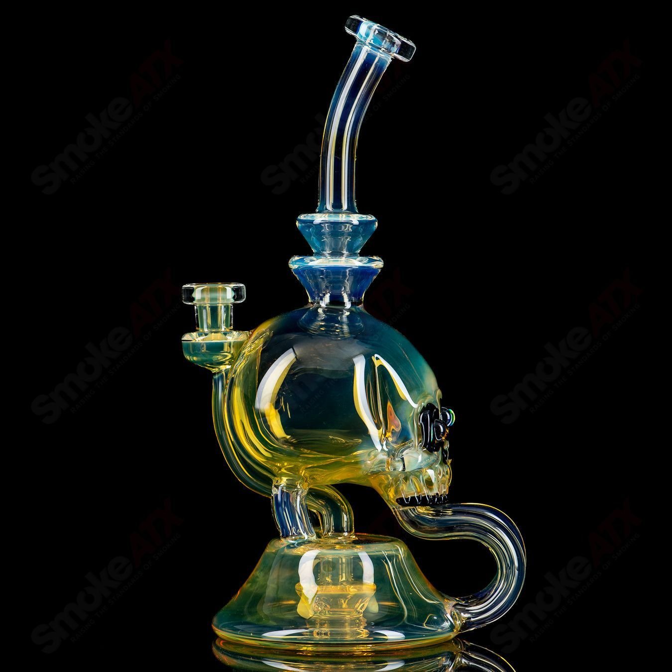 Three Eyed Double Skull Return Drain Rig by AKM - Smoke ATX