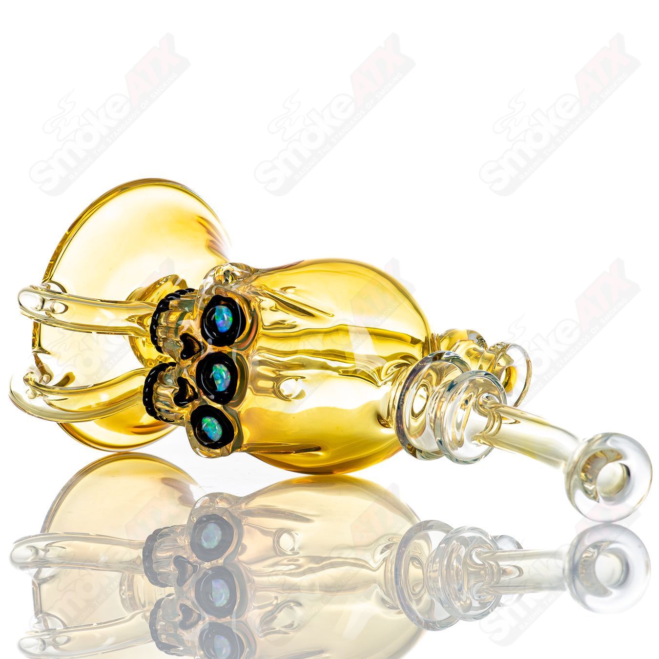 Three Eyed Double Skull Return Drain Rig by AKM - Smoke ATX