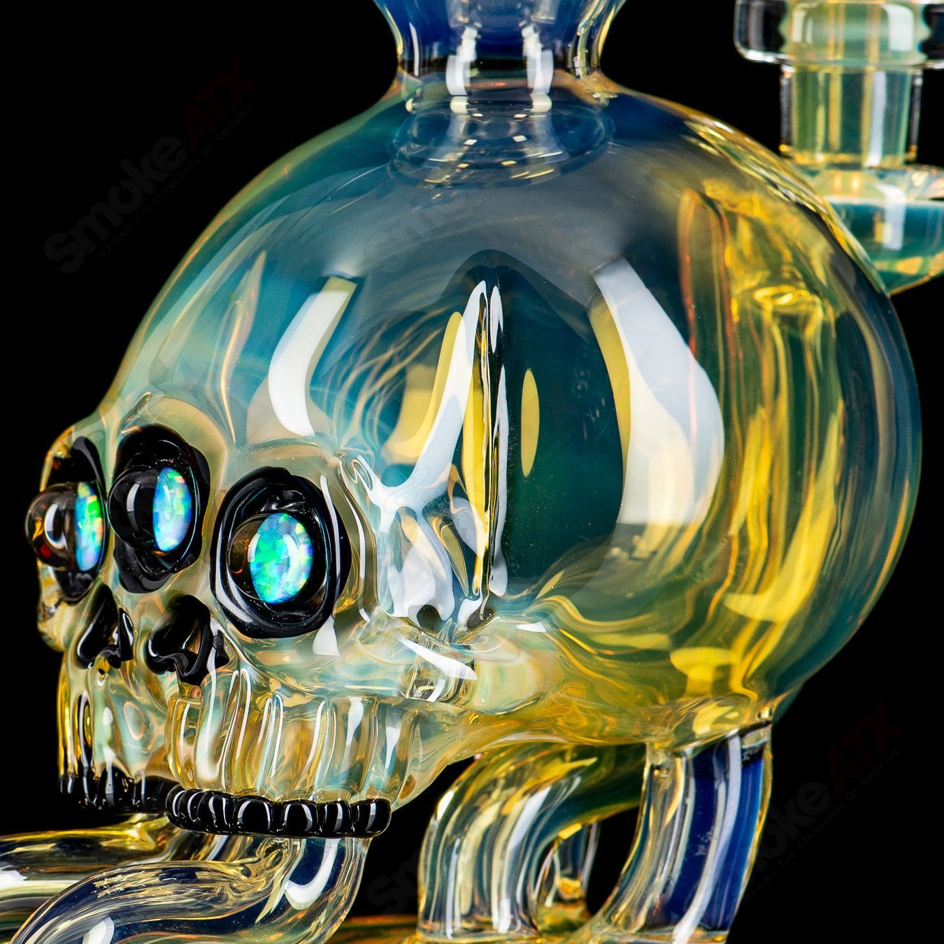 Three Eyed Double Skull Return Drain Rig by AKM - Smoke ATX