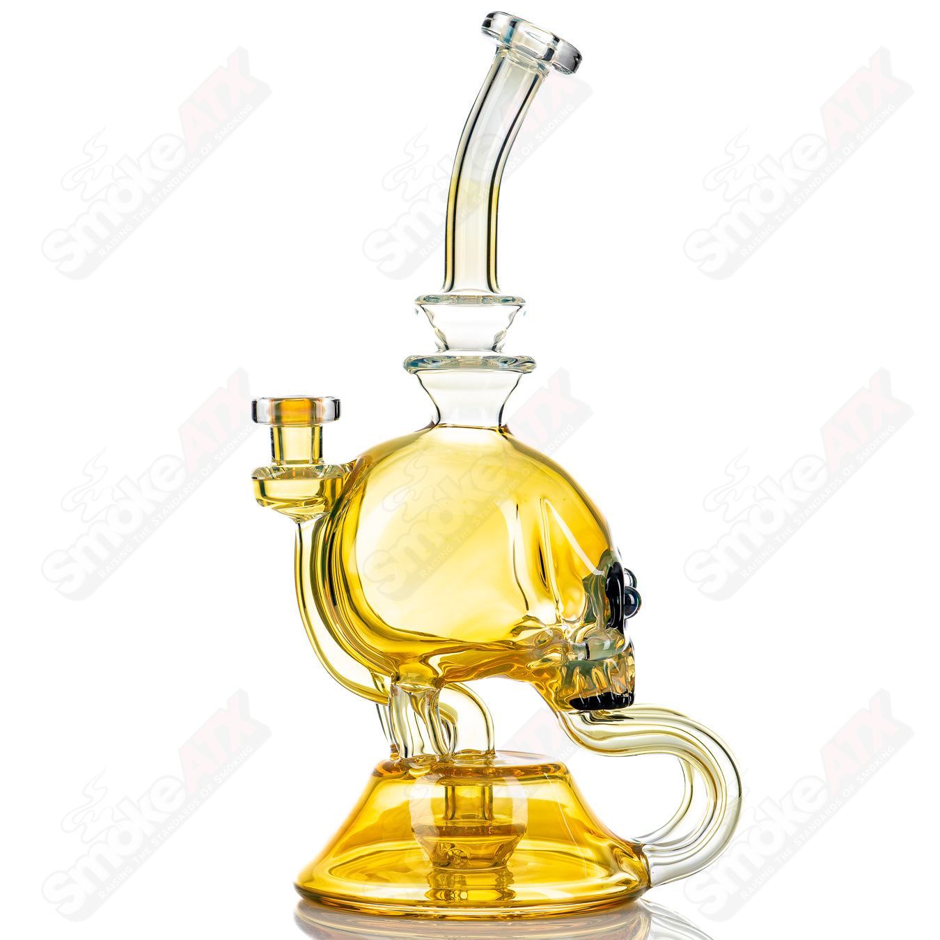 Three Eyed Double Skull Return Drain Rig by AKM - Smoke ATX