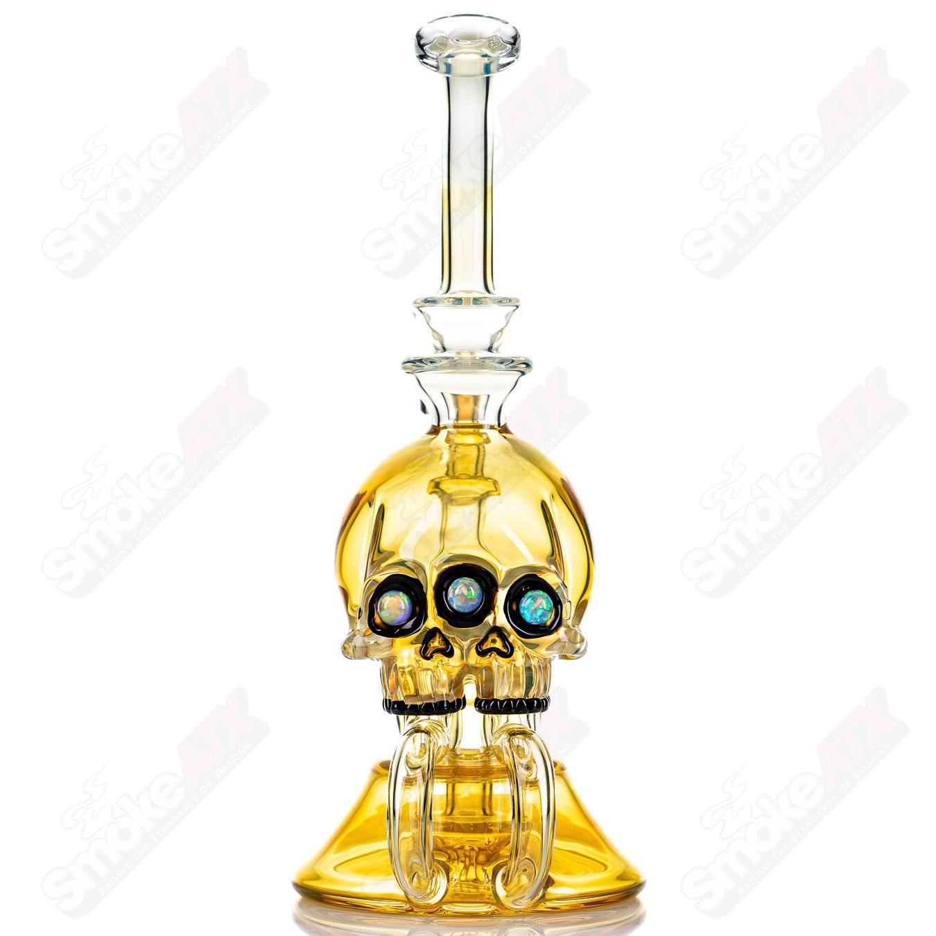 Three Eyed Double Skull Return Drain Rig by AKM - Smoke ATX