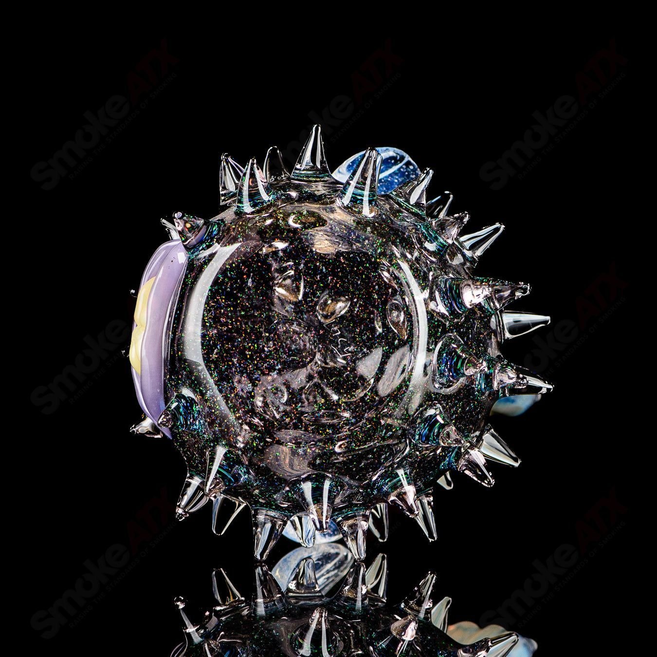 Transparent Crushed Opal Puffer Rig Chadd Lacy Glass - Smoke ATX