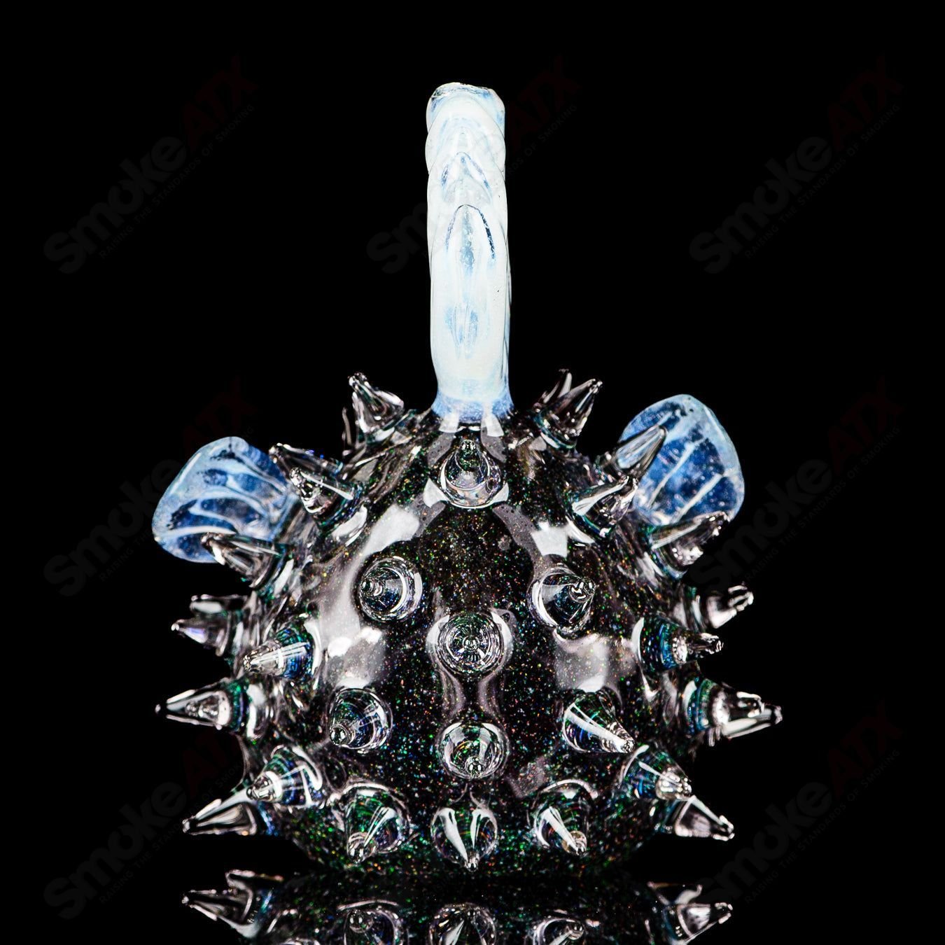 Transparent Crushed Opal Puffer Rig Chadd Lacy Glass - Smoke ATX