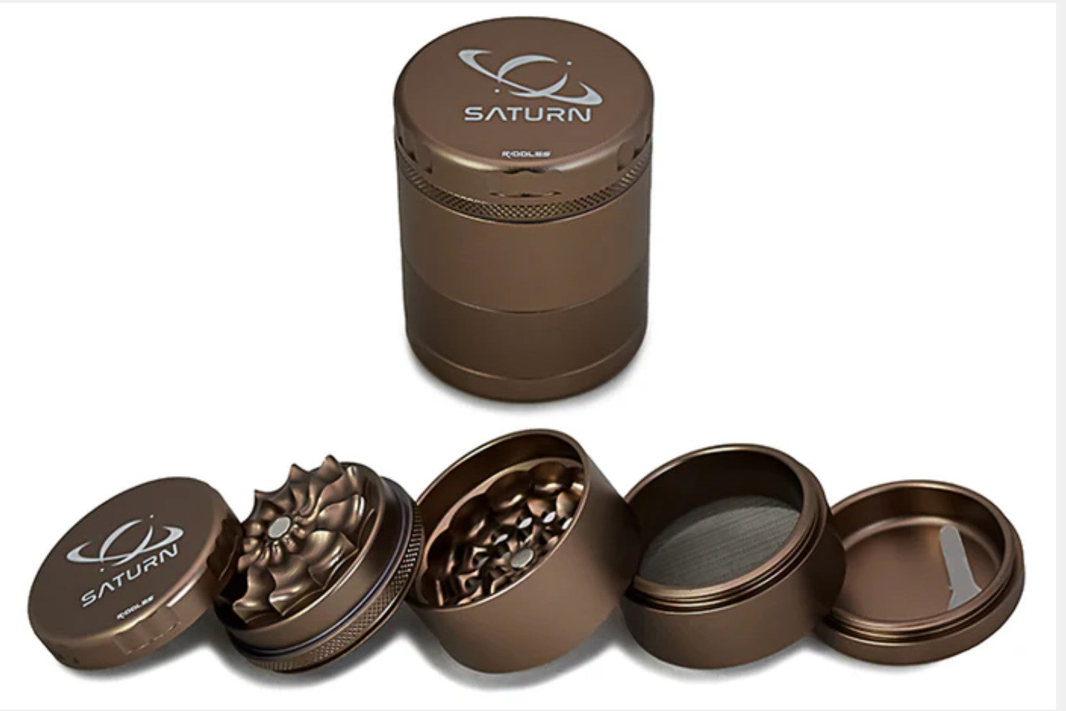 50mm 5pc Saturn Grinder Mill by Riddles - Smoke ATX 