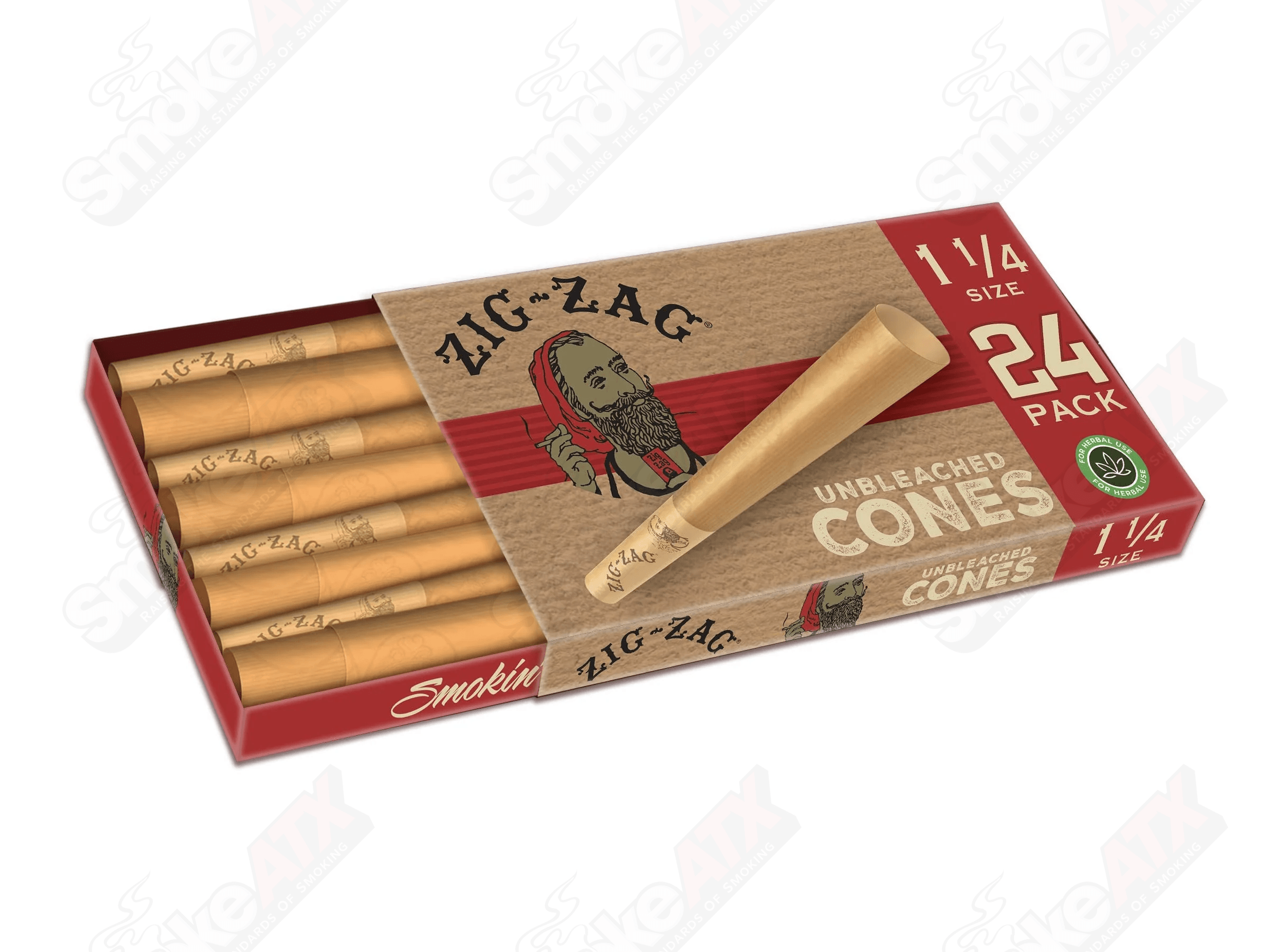 24pk 1 1/4 Unbleached Cones Zig Zag - Smoke ATX 