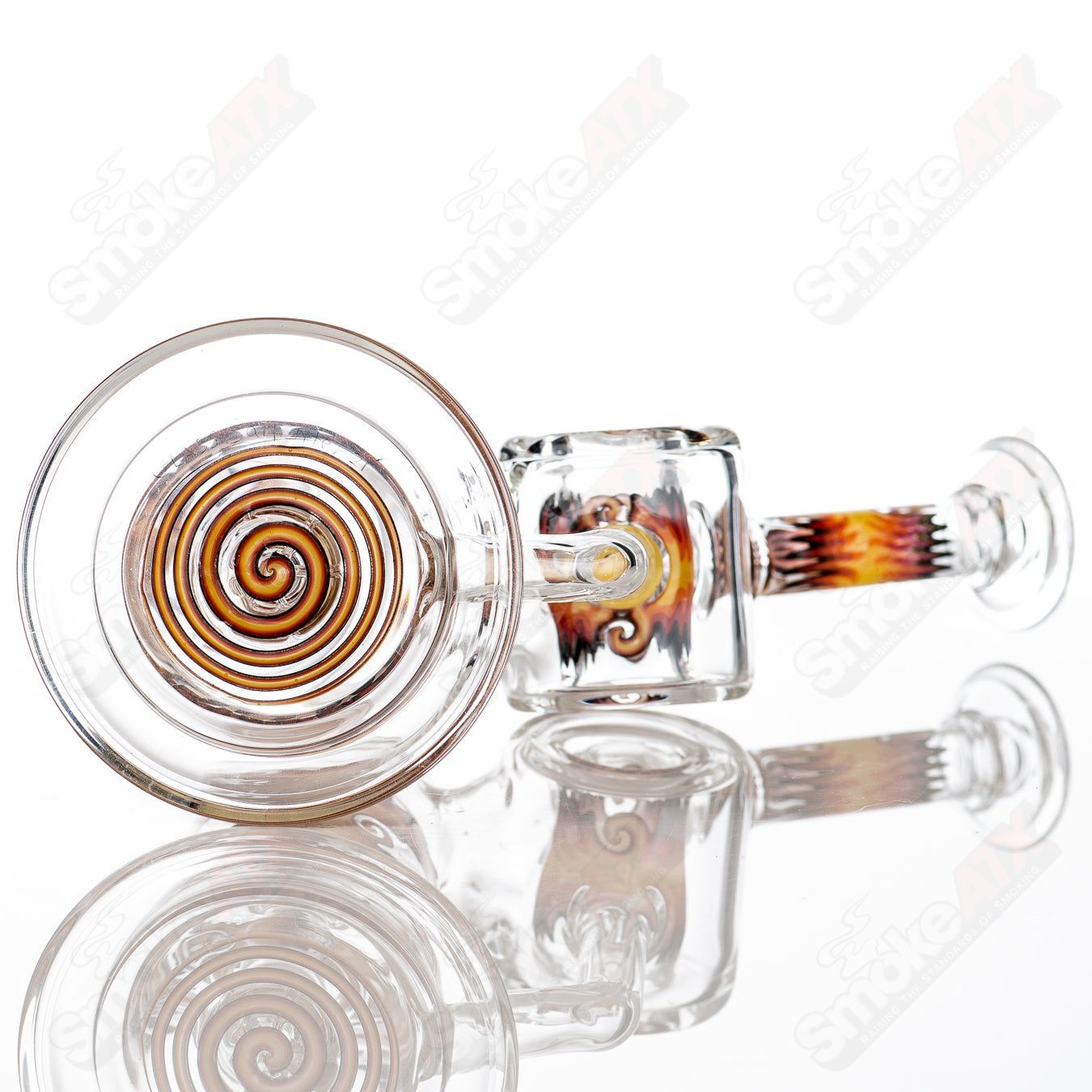 Fire Wig Wag  Dumper Recycler w Matching Spinner Cap by The Glass Carpenter - Smoke ATX
