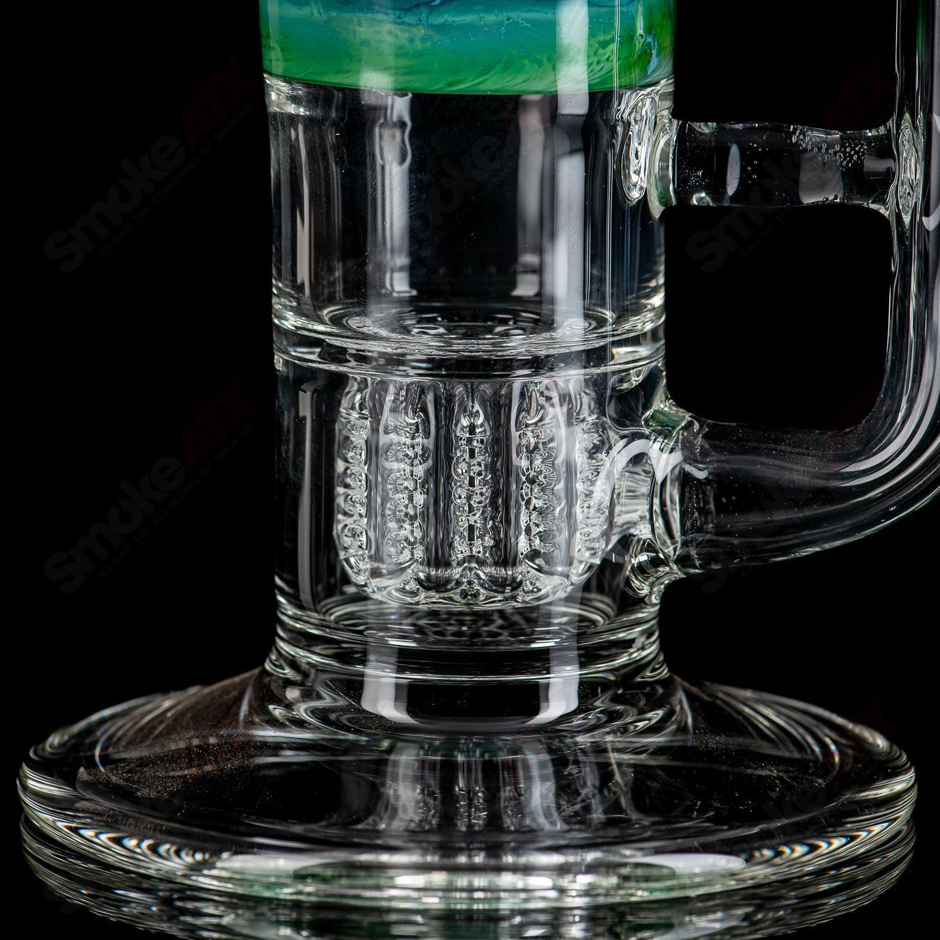 14" Green White Blue Fade Apolocoline Straight Tube w/14m Bowl by Dirty Rico Glass x Nobody Glass