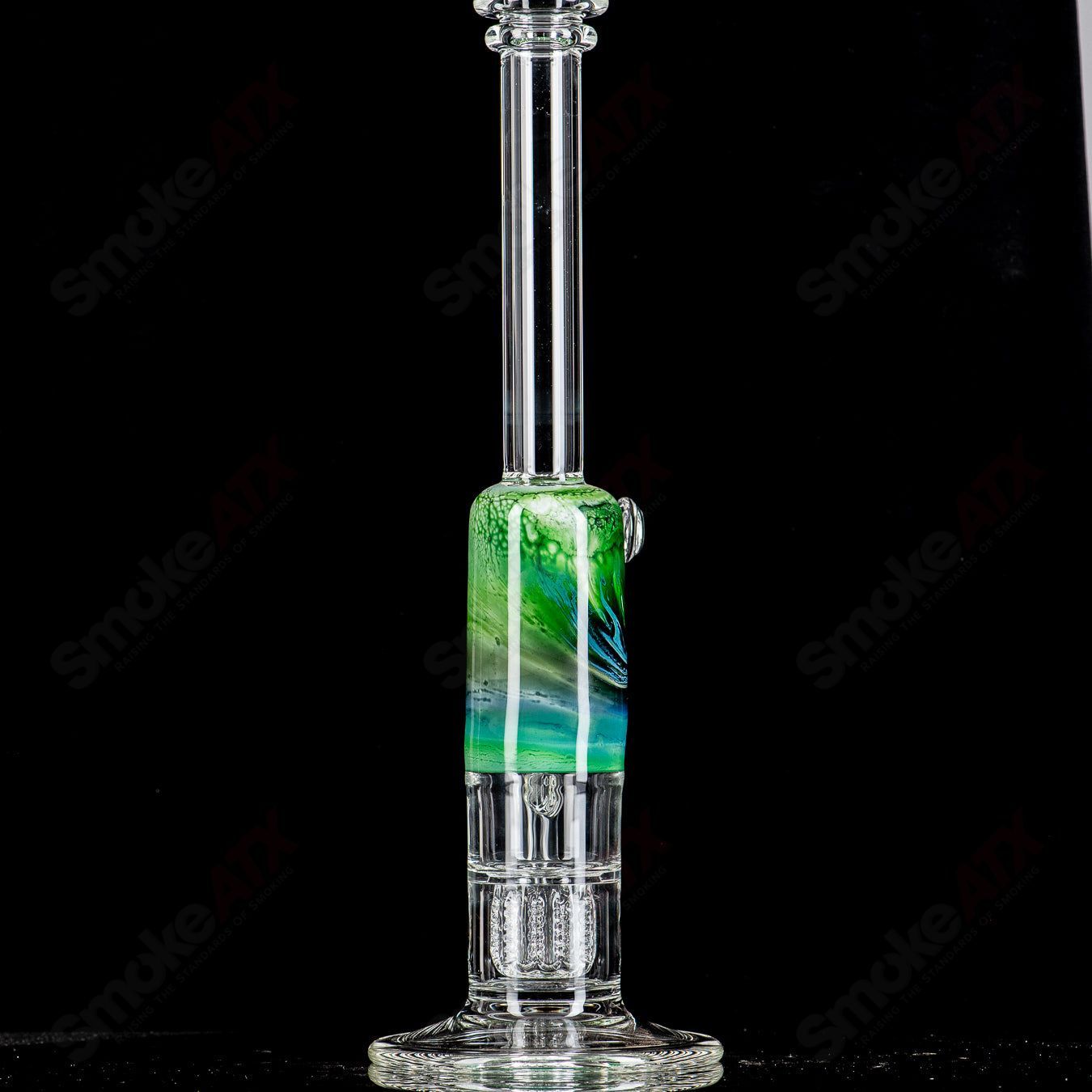14" Green White Blue Fade Apolocoline Straight Tube w/14m Bowl by Dirty Rico Glass x Nobody Glass