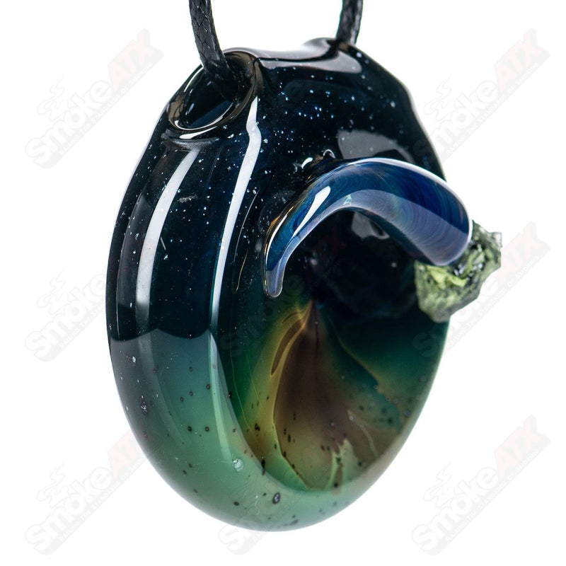 Shooting Star W/ Tektite Pendant by Cdot Glass - Smoke ATX