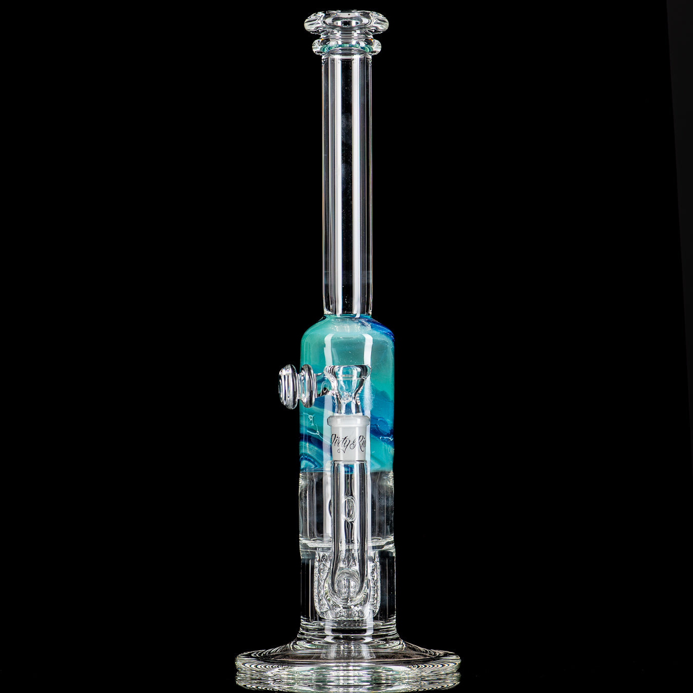 14" Turquoise/Blue Fade Apolocoline Straight Tube w/14m Bowl by Dirty Rico Glass x Nobody Glass